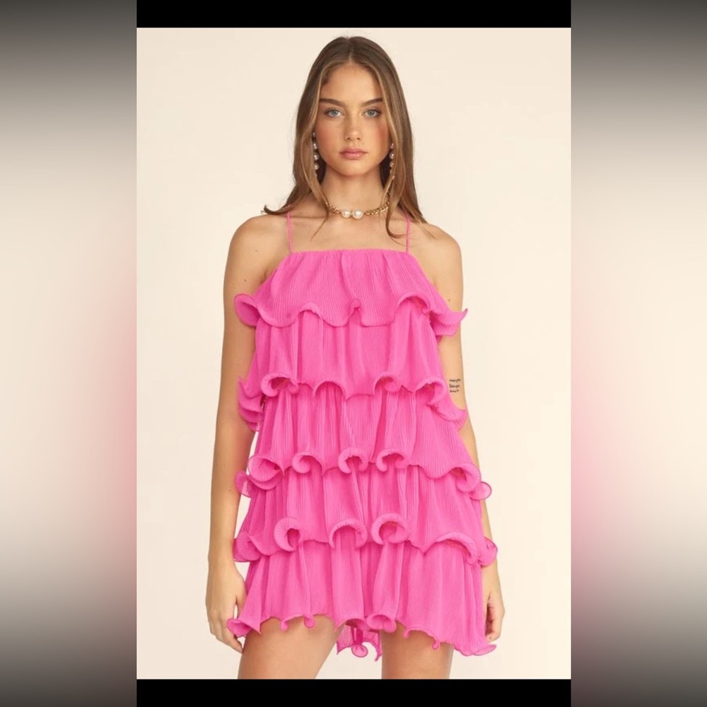 Barbie Core Hot Pink NWT Ruffle Dress